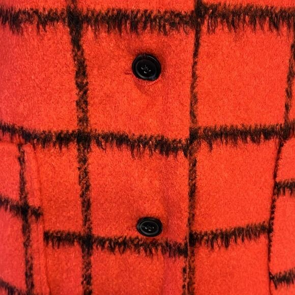 Old Navy Girl’s Red and Black Checked Peacoat Lined Jacket w/ Pockets- Lge 10/12 - Picture 8 of 16